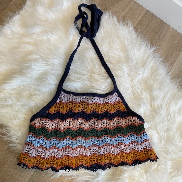American Eagle Crochet Halter Crop Top